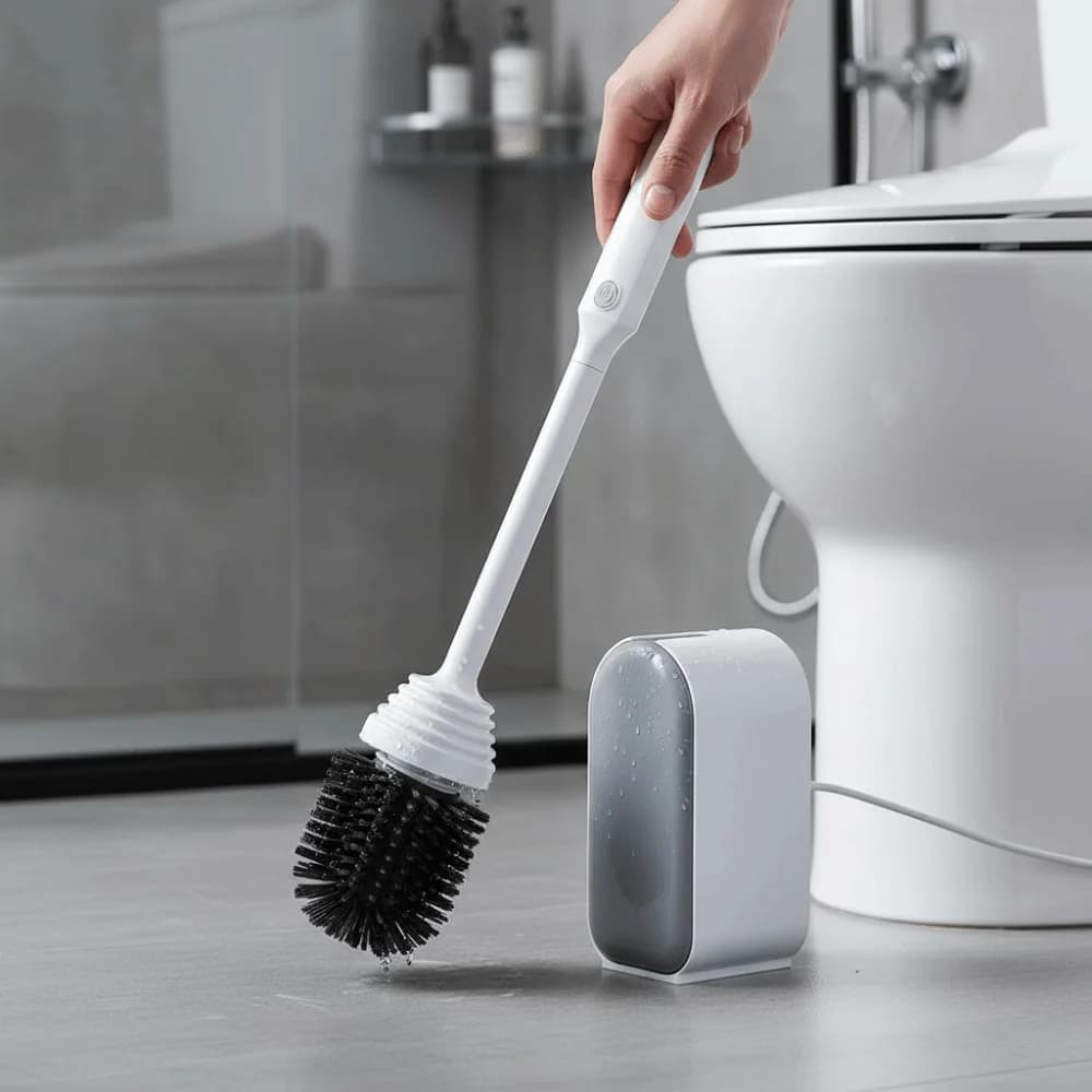 Spazzola Elettrica Intelligente per WC con Base di Ricarica, Pulizia Senza Angoli Morti e Punti Ciechi