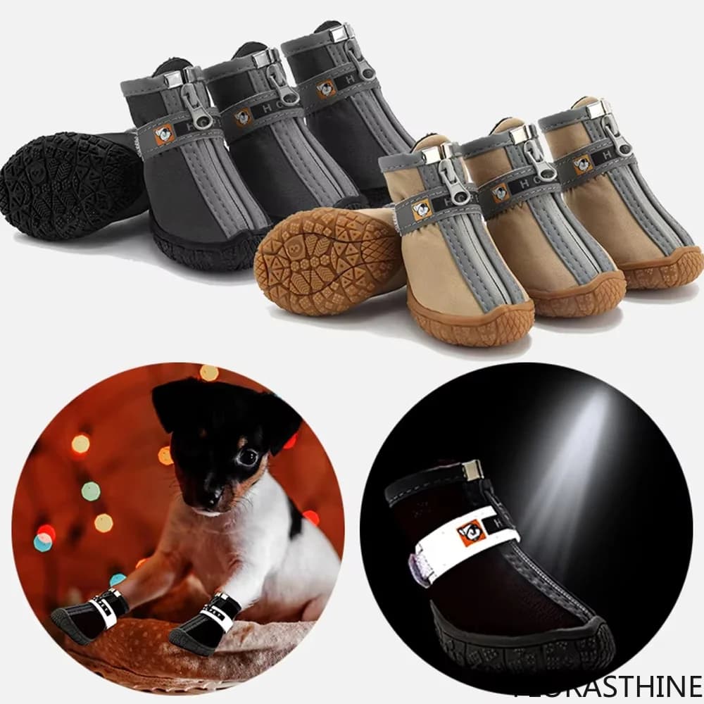 4Pcs /set Waterproof Dog Shoes Dog Hiking Anti Slip Rain Boots Paw Pet Protection Pet Cat Chihuahua Shoes and Socks for Small