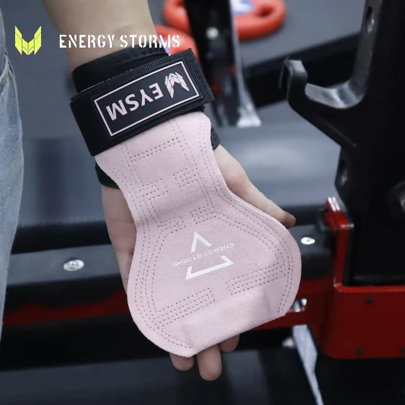 Guanti da fitness con cintura di supporto per deadlift, palmo in pelle bovina, per trazioni, kettlebell, protezione polso uomo e donna, cintura di supporto per allenamento ausiliario