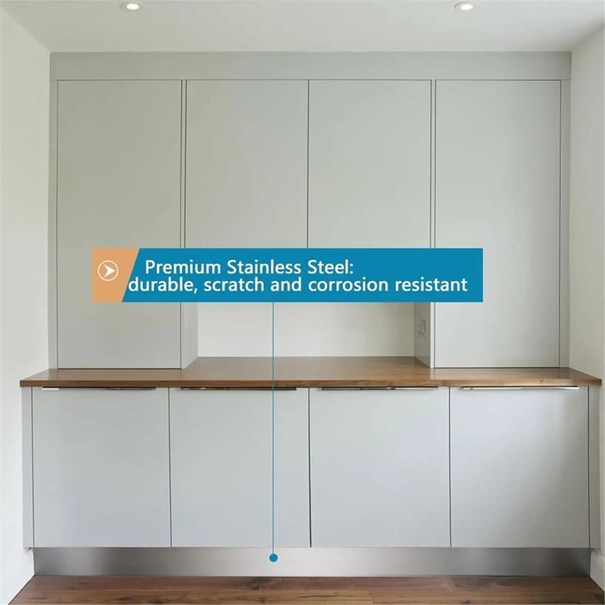 Protezione per Piedi di Mobili in Acciaio Inox Leggero, Piastra Base da 6" X 102", Battiscopa Autoadesivo per Bordo Inferiore di Porte, Isola Cucina