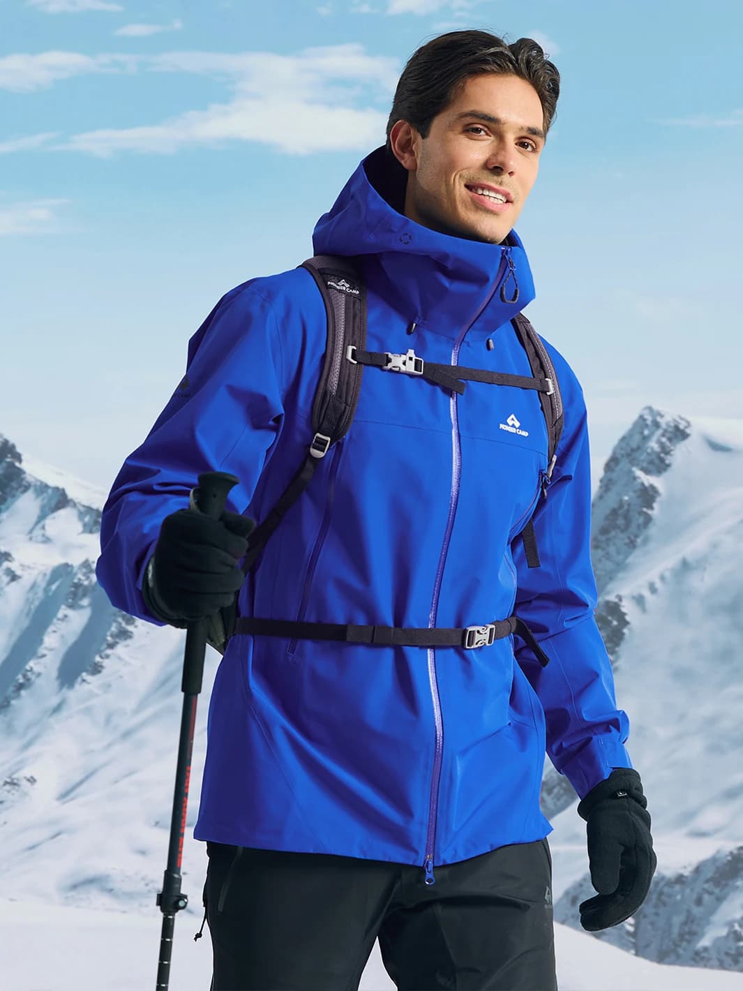 Giacca Antipioggia da Uomo Pioneer Camp con Cappuccio, Giacca Sportiva Impermeabile da Ciclismo con Protezione dal Vento per Escursionismo e Sci