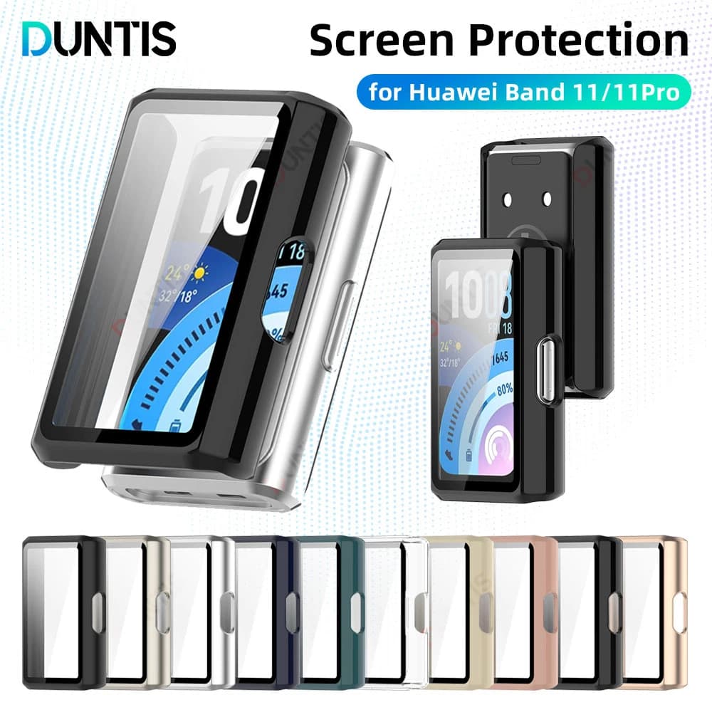 Custodia in vetro+PC per Huawei Band 11, con paraurti rigido e protezione in vetro temperato Ultra-HD integrata, accessori per Huawei Band 11 Pro