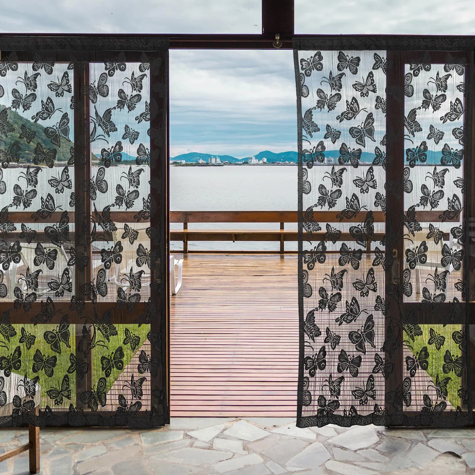 Polypropylene Fiber Curtains Sheer Pastoral Window Tulle Floral Delicate Texture