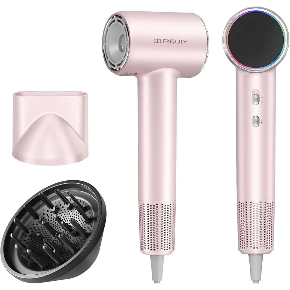 Asciugacapelli Ionico con Diffusore Magnetico e Beccuccio, Motore da 110.000 RPM, Leggero, Silenzioso, Ideale per Tutti i Tipi di Capelli
