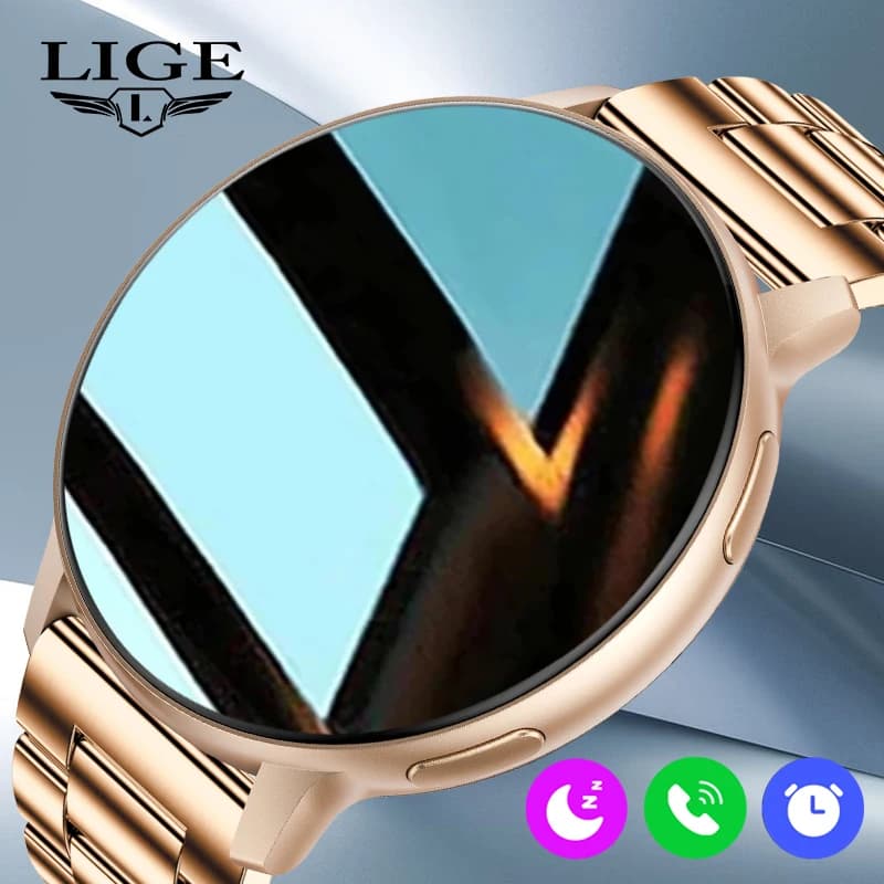 LIGE Bluetooth Call Smart Watch Women's Personalized Dial Stainless Steel Watches Sports Fitness Tracker Cardiofrequencymeter Smartwatch for Android IOS