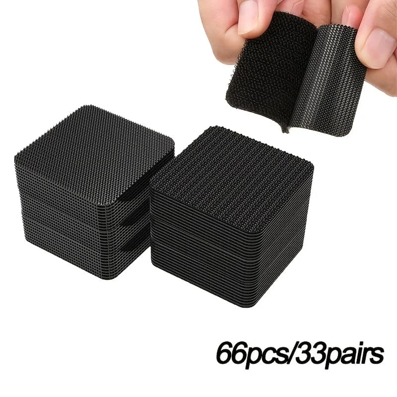 66Pcs Car Carpet Fastener Tape Double Sided Adhesive Hook And Loop Anti Slip Sticker For Car Floor Mats Household Floor Fixing T