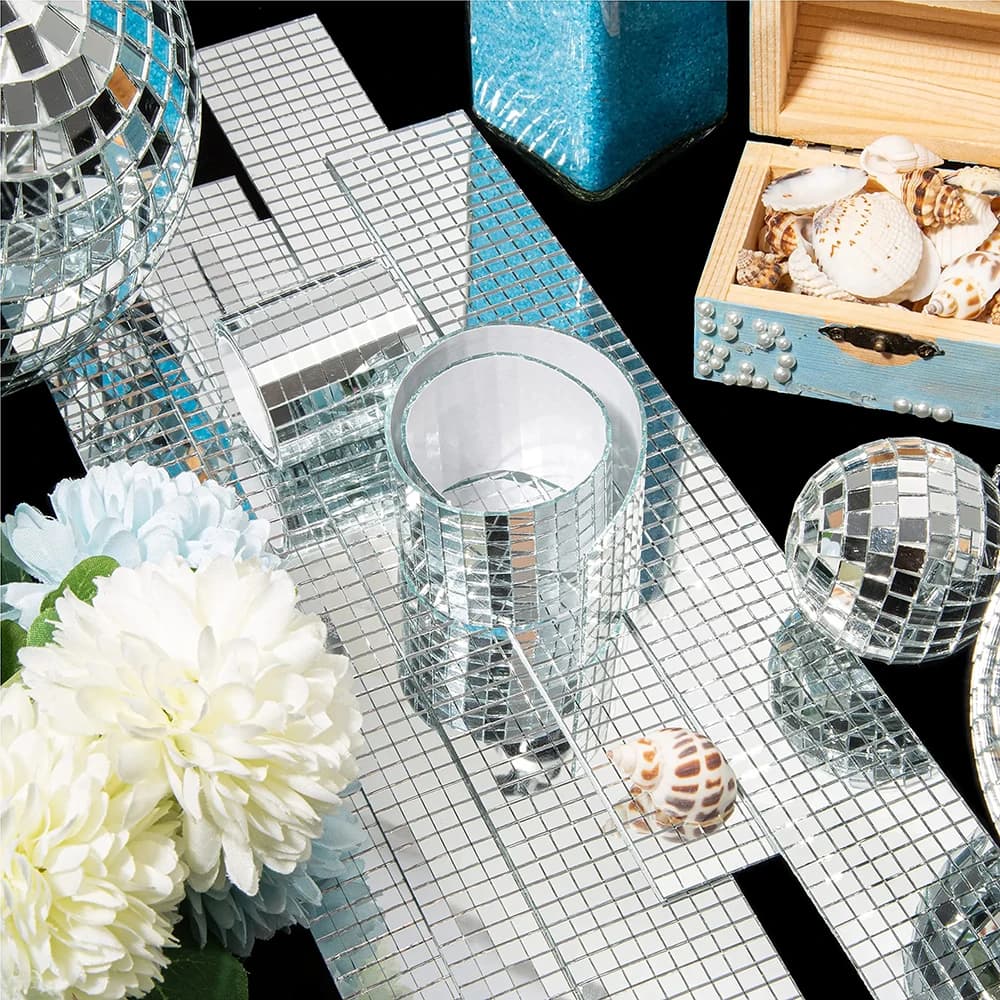 3600 pz 0.2 pollici di Vetro Mini Specchio Quadrato Piastrelle A Mosaico Adesivi Bagno FAI DA TE Partito Fatto A Mano Decorazione Della Casa Piastrelle Da Discoteca