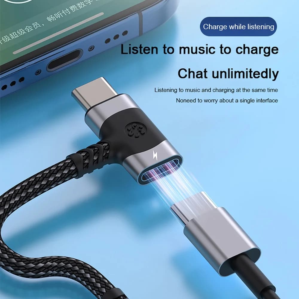 2 in 1 OTG USB C to 3.5mm Jack AUX Audio Adapter Type C Splitter Headphone Cable Converter For iPhone 15 Samsung S24 S23 Xiaomi