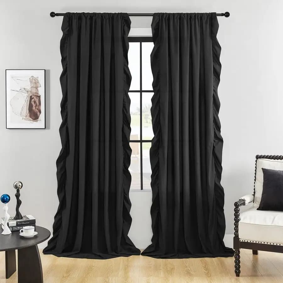 Tende a Balze Lunghe 274 cm, Set di 2 Pannelli per Soggiorno e Camera da Letto, con Tasca per Asta, Stile Gotico, Oscuranti, Lunghezza Pavimento