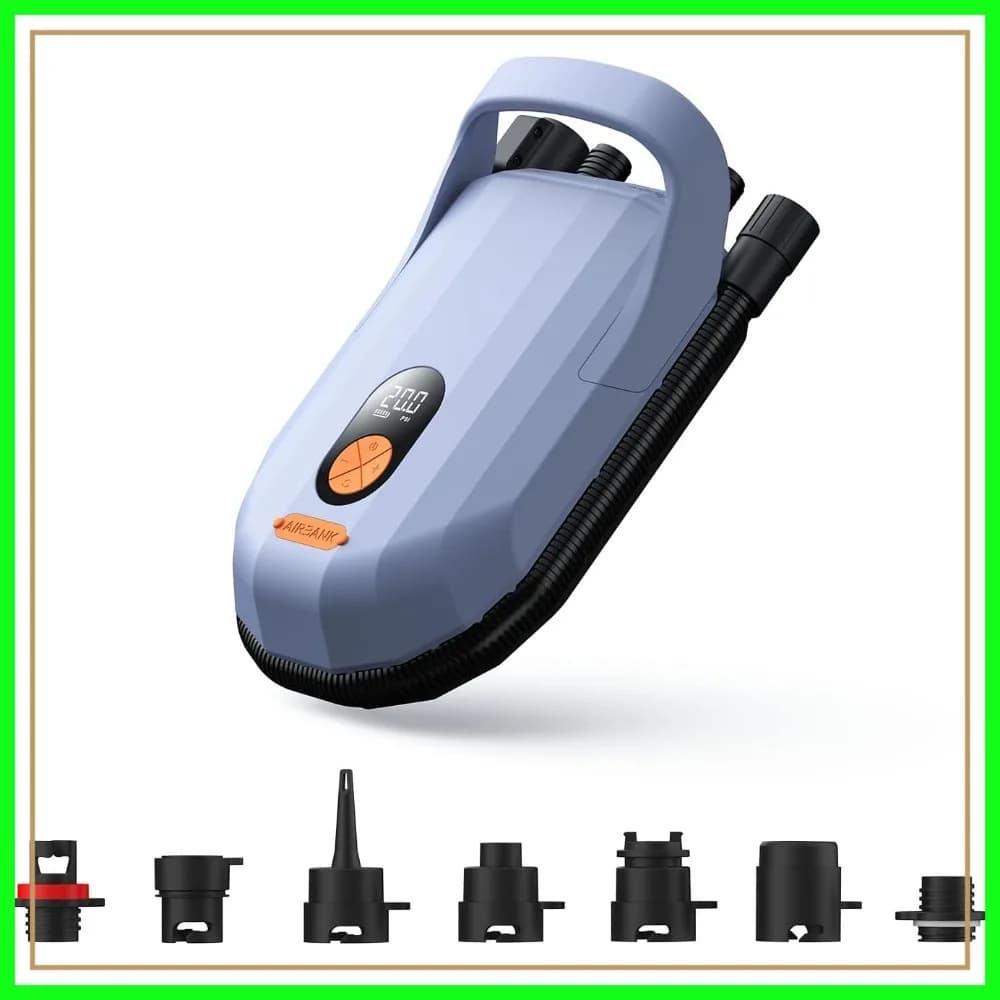 Pompa SUP Ricaricabile 20PSI per Gonfiaggio Rapido e Sgonfiaggio con Spegnimento Automatico per Paddle Board, Kayak e Gommoni