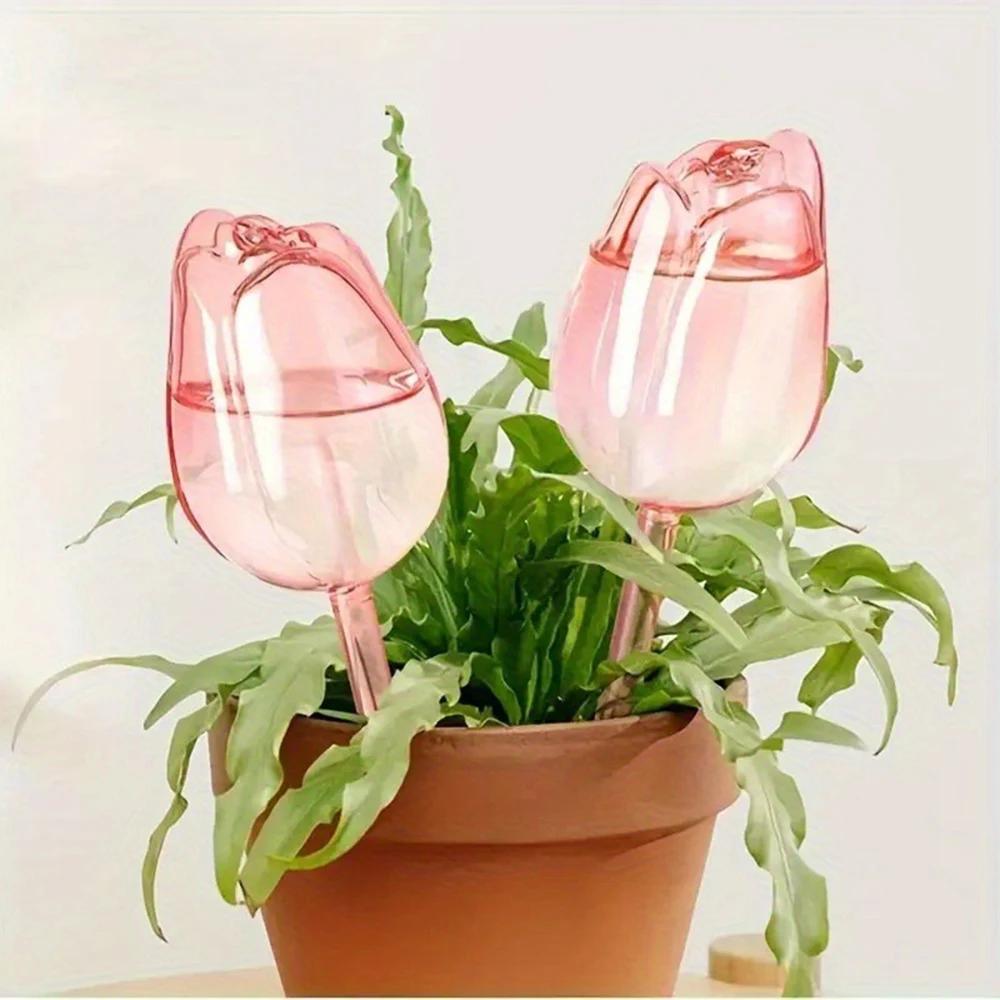 Sphere for irrigation for plants tulip pink suitable for indoor and outdoor plants, automatic drippers for plants, gardening tools for automatic irrigation