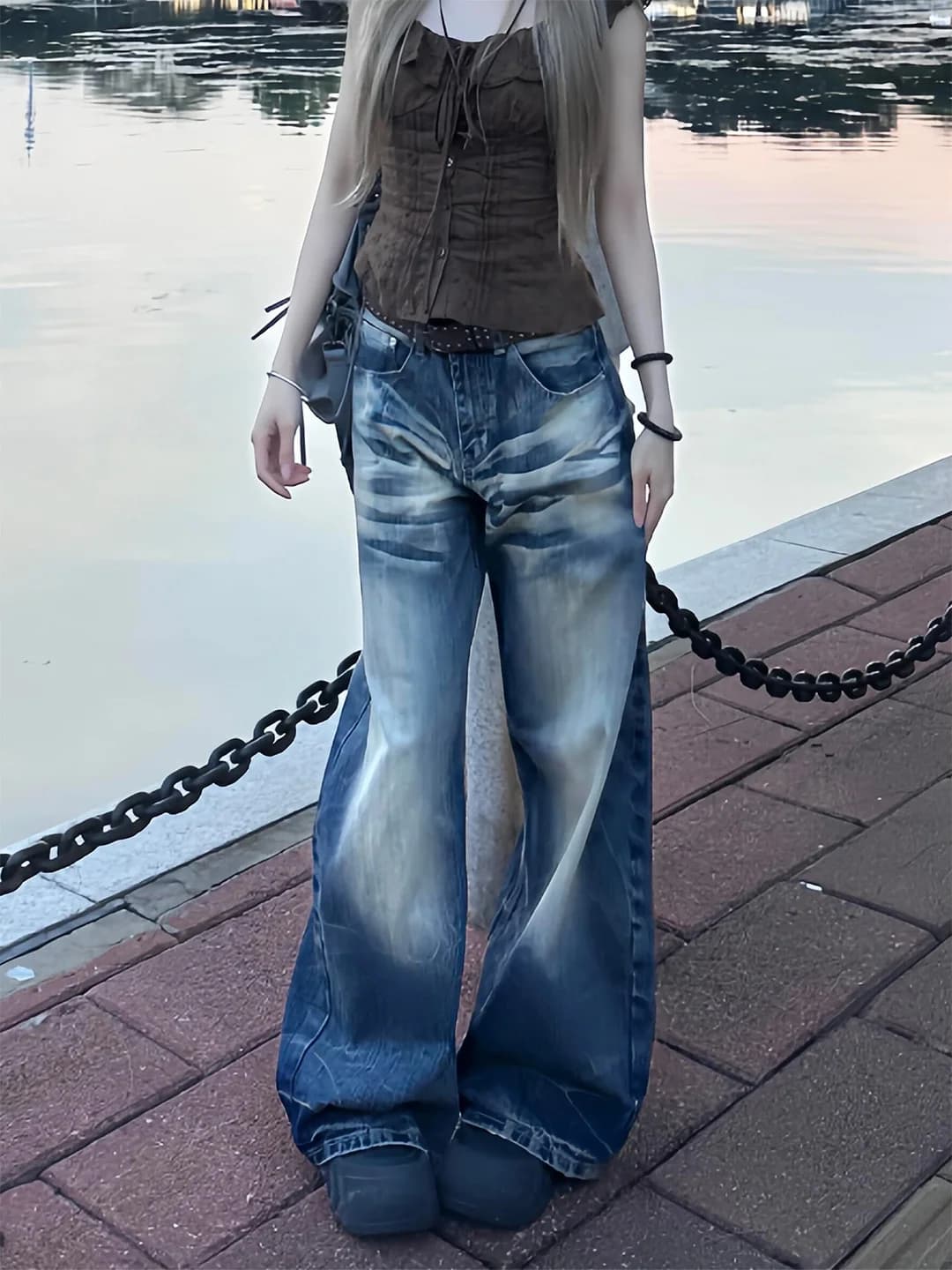 Summer 2026 Slimming American Style High Waist Wide Leg Jeans Women's Vintage Faded Thin Loose Fit Casual Denim Pants