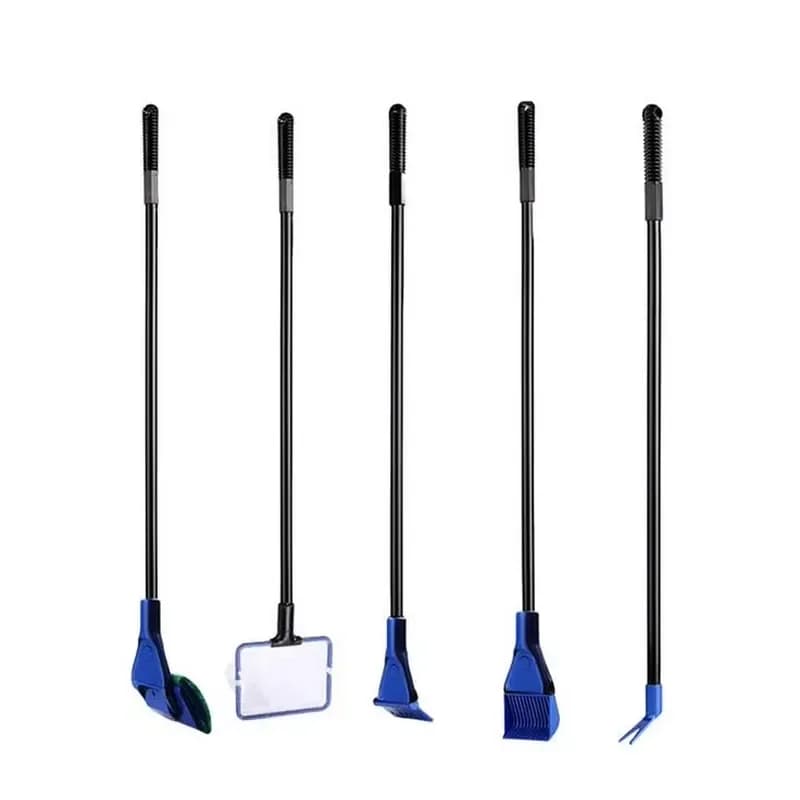 5-in-1 Aquarium Cleaning Kit with Telescopic Long Handle for Fish Tank Maintenance**
