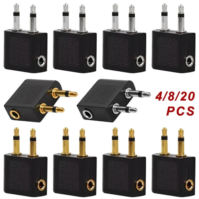 4/8/20 pezzi jack da 3,5 mm connettore placcato oro/nichel per compagnia aerea adattatore per auricolari da viaggio convertitore per cuffie audio
