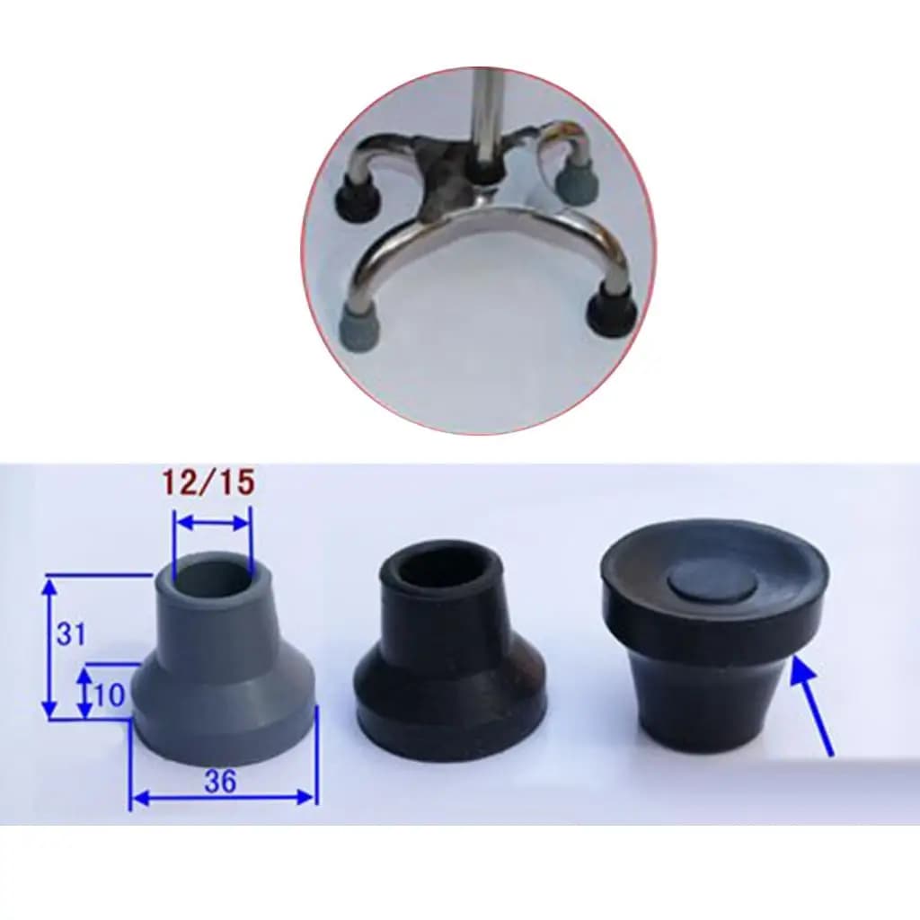 Anti Skid Crutch Ferrules Rubber End Strong Grip Non Slip Cane Pad for Trekking Poles Hiking Walking
