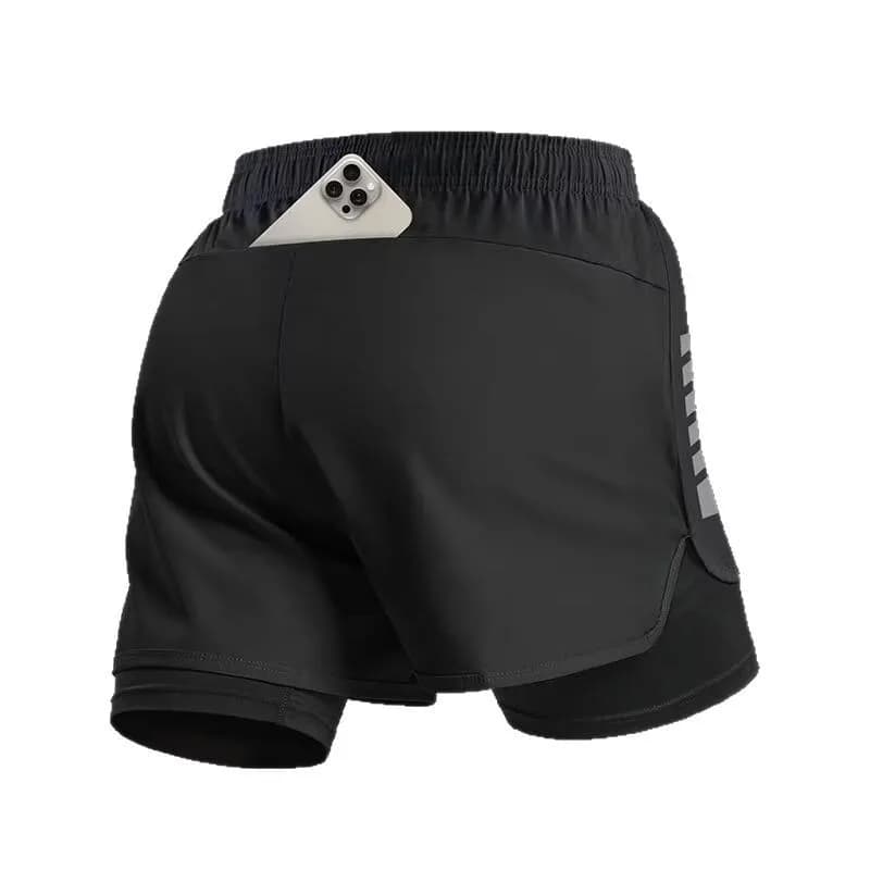 Men's Fitness Running Shorts Cycling Sports Belt Lined Summer False in Two Pieces Breathable Three-point Pants