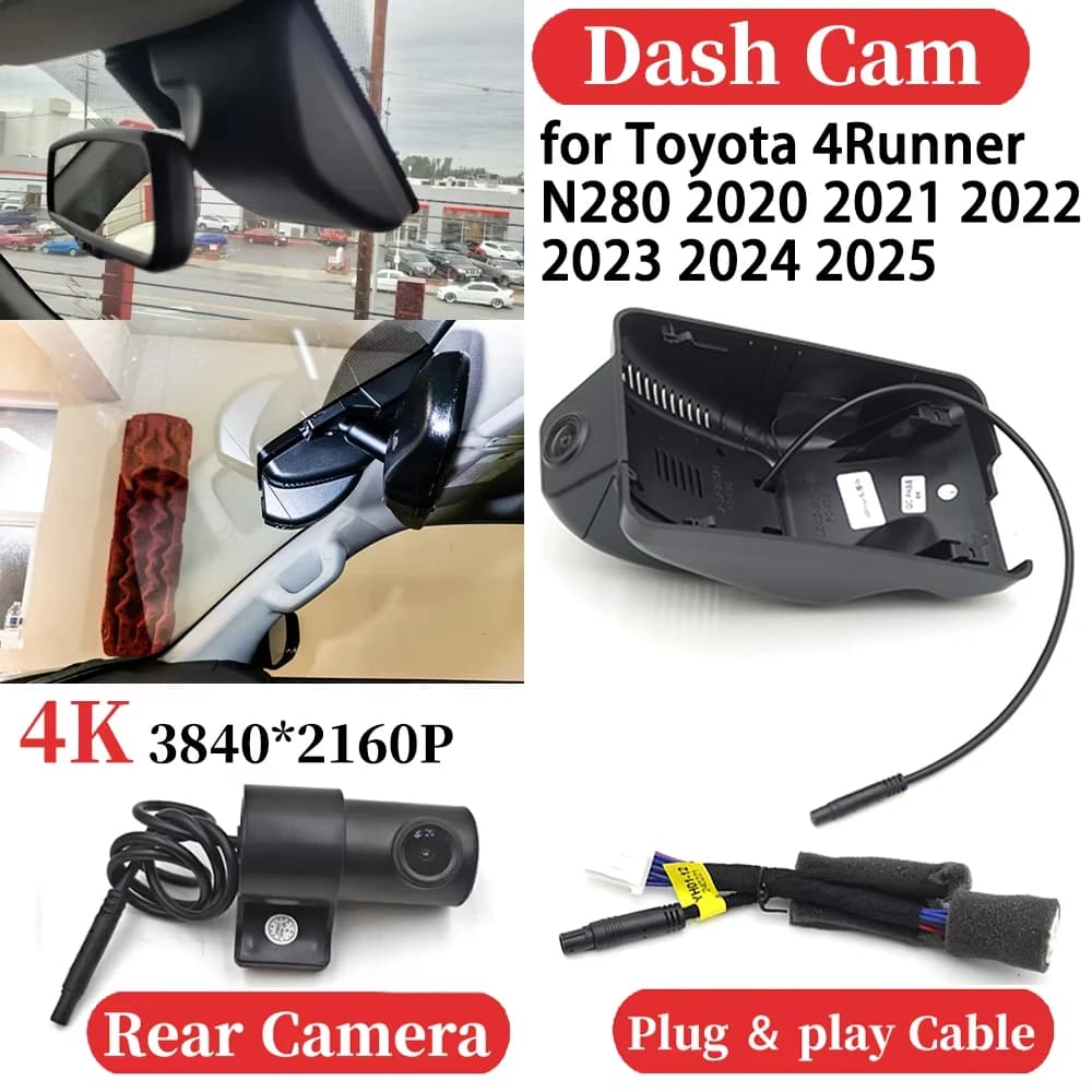 ZJCGO Auto 4K Video Recorder DVR Dash Cam Photo Frame Plug and Play for Toyota 4Runner N280 2020 2021 2022 2023 2024 2025
