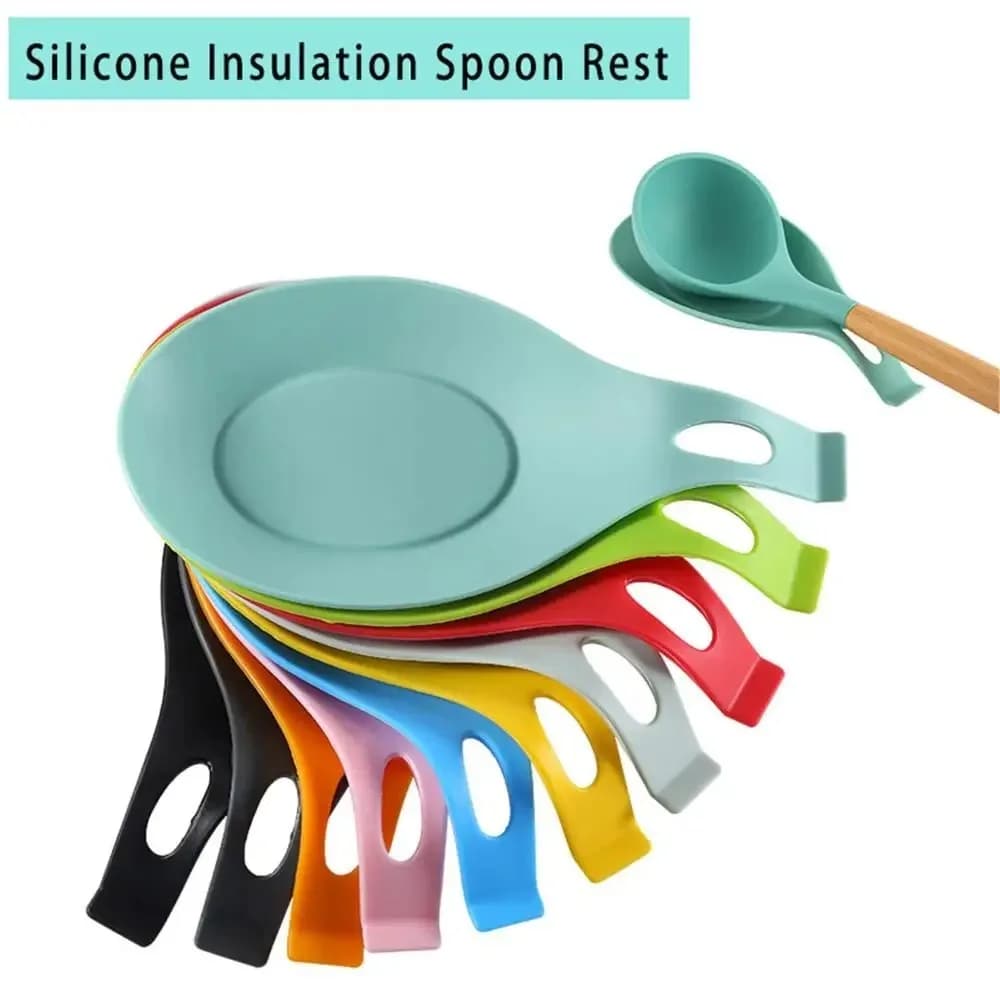 Silicone Thermal Insulation Cucchiaio Silicone Heat Insulation Holders Stem Organizer Shelves Tablet Cover Paletta Bracket Holder Kitchen Accessories