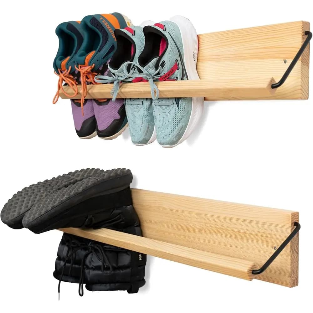 Scarpiera Compatta in Legno - Soluzione Salvaspazio per Scarpe e Stivali in Ambienti Ristretti, Larghezza 76 cm, Set da 2
