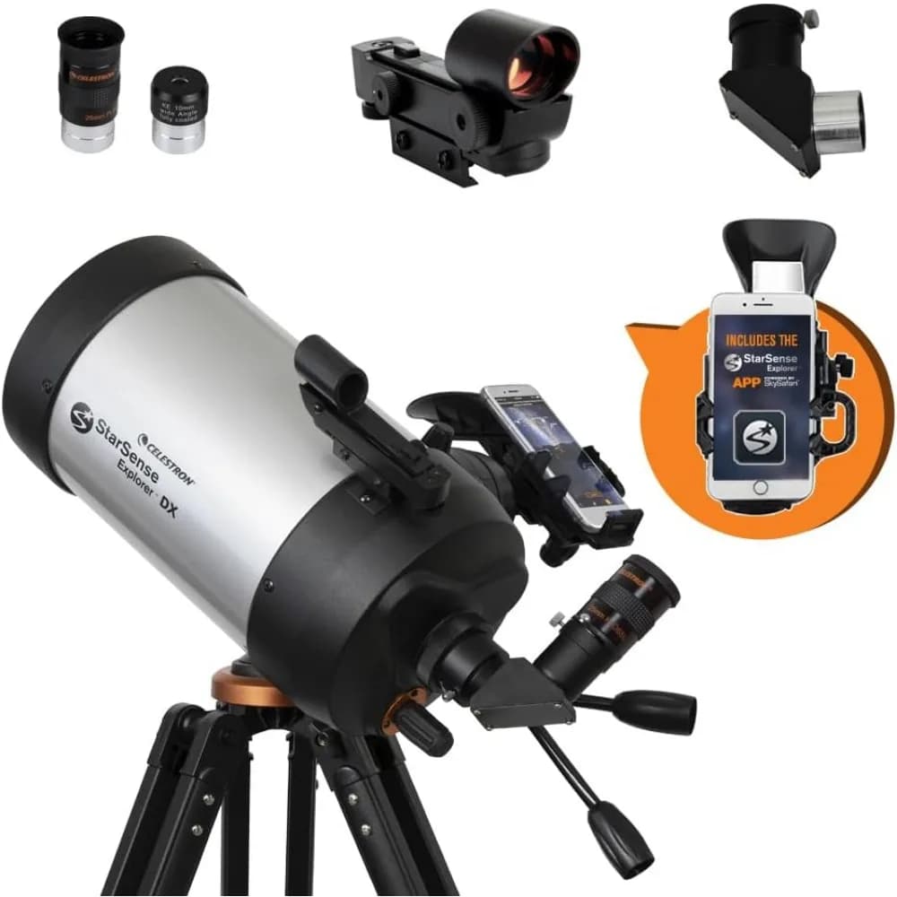 Telescopio Schmidt-Cassegrain compatto da 130 mm con supporto per smartphone e app per l'osservazione delle stelle facile per principianti