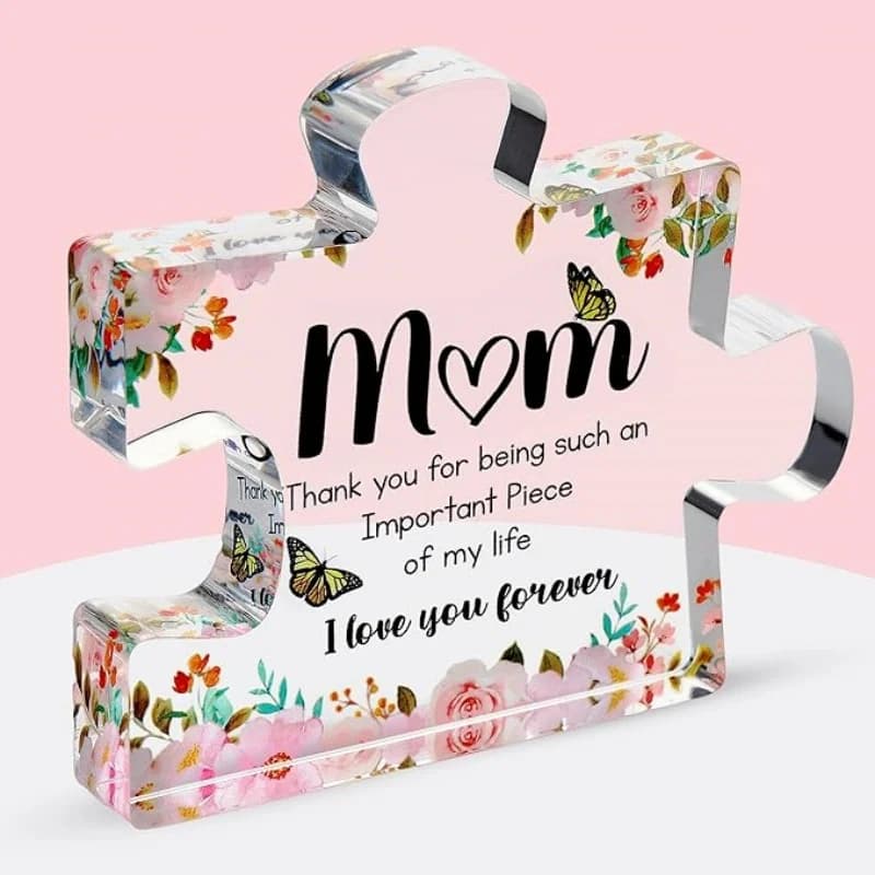 Regali per la mamma - Simpatico pezzo puzzle con blocchi acrilici incisi - Adorabile regalo per la mamma da figlio, figlia - Divertimento Natale, Festa della mamma,
