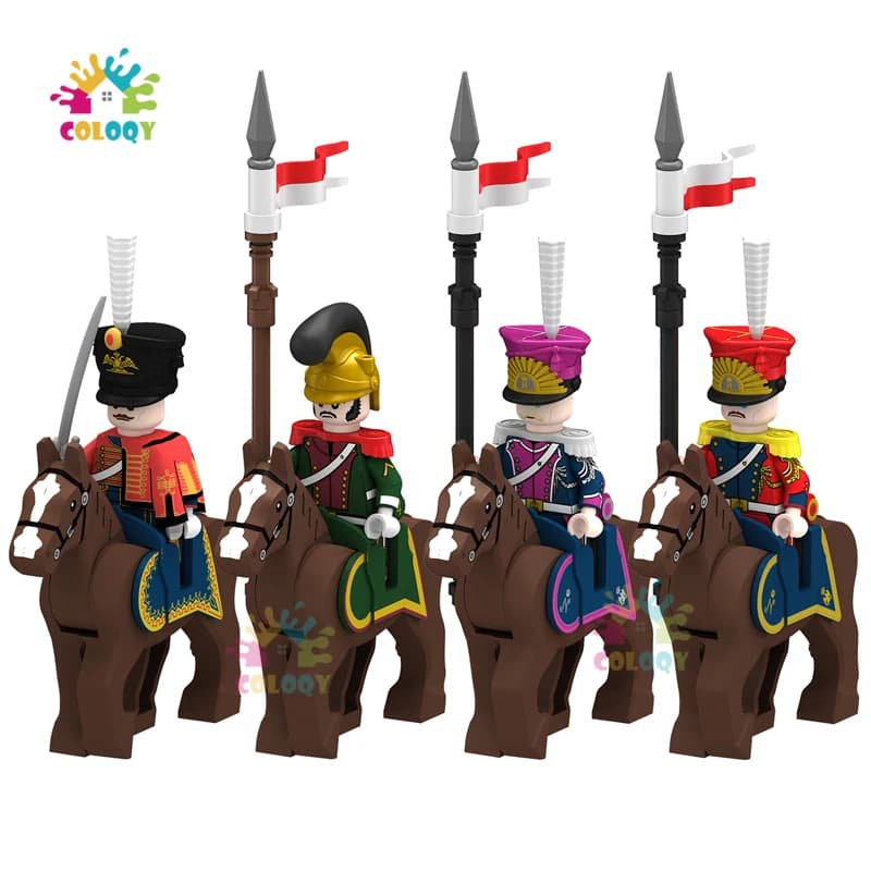 Giocattoli per bambini Cavalleria napoleonica Blocchi di costruzione Cavallo da guerra Sella Soldati Mini Action Figures Giocattoli per bambini Regali di Natale