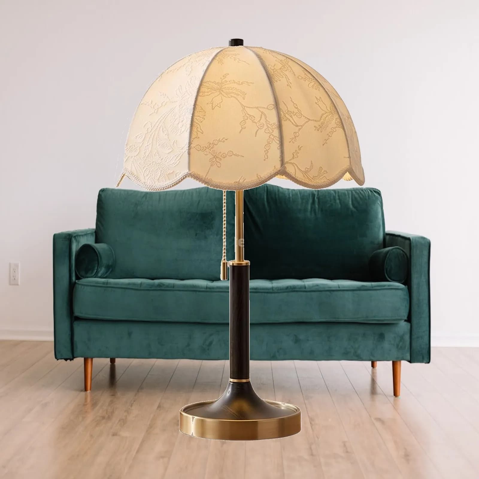 Bedside Lamp Nordic Table Lamp Textile Shade Metal and Wood Structure Gentle Diffuse Light for Bedside Table or Shelf
