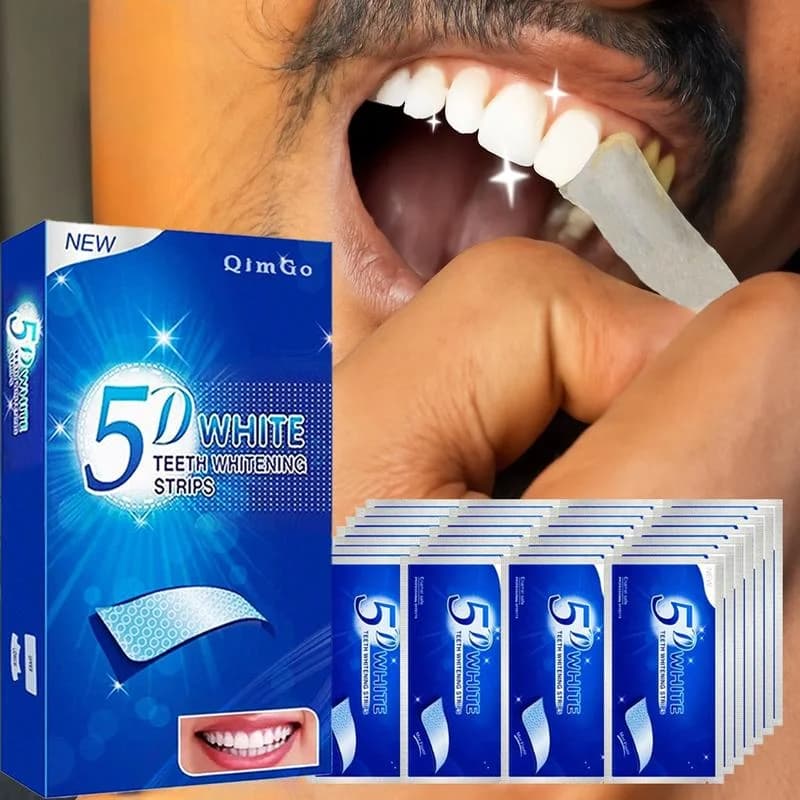 New Whitening Strips for Denti 5D Multi-Pack with Portable Box, Deep Cleaning, Fresh Food, Oral Hygiene Benefits