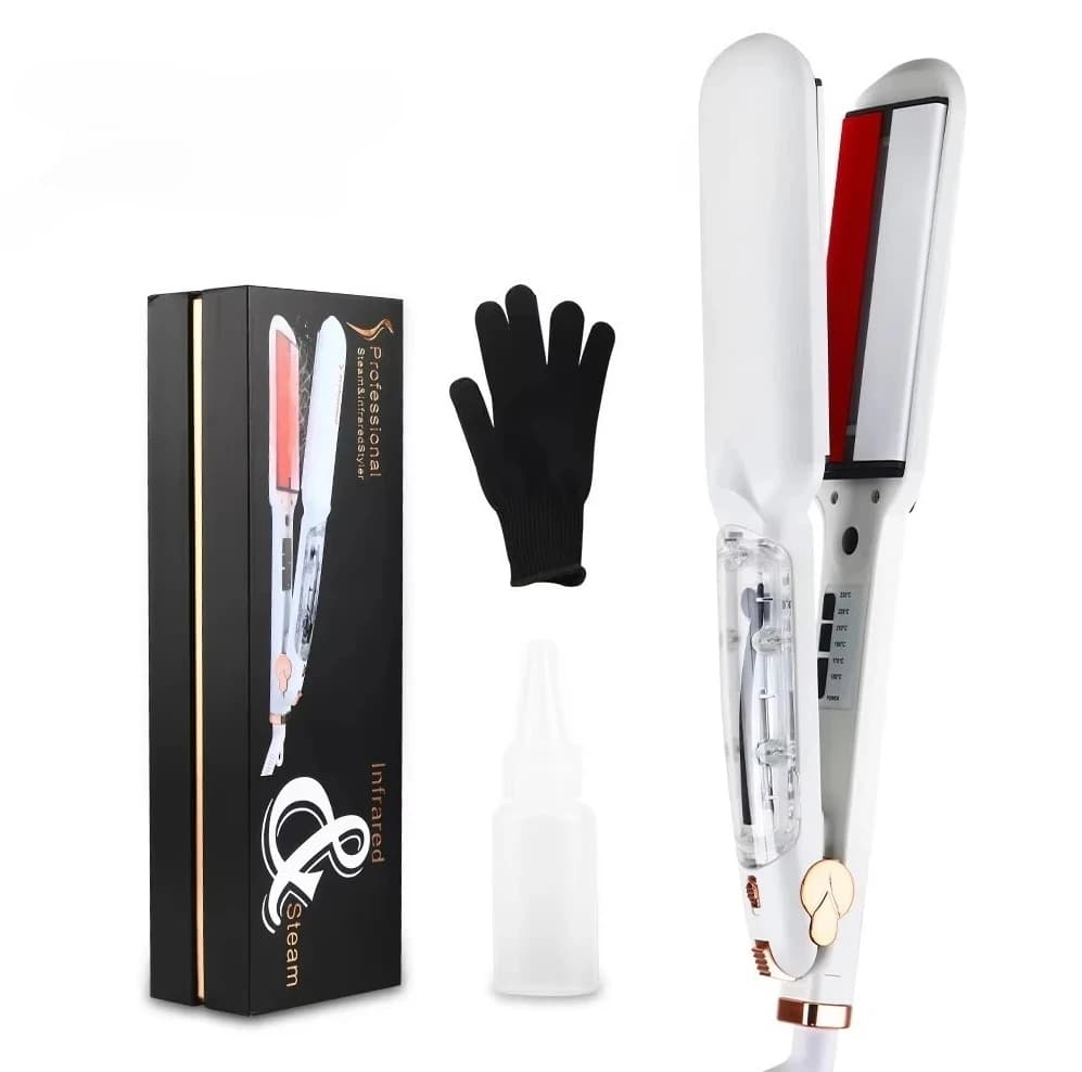 Professional Hair Plate Ionic Ceramic Iron Plate Hair styling device LCD electric steam hair styling for home use in hotel 1 year