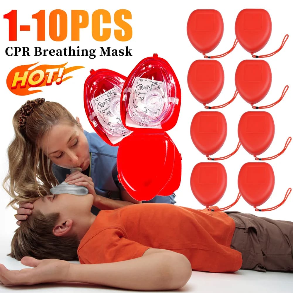 1-10PCS Maschere per addestramento CPR Maschere protettive per respirazione artificiale con valvola unidirezionale Strumenti di primo soccorso di emergenza Maschere CPR