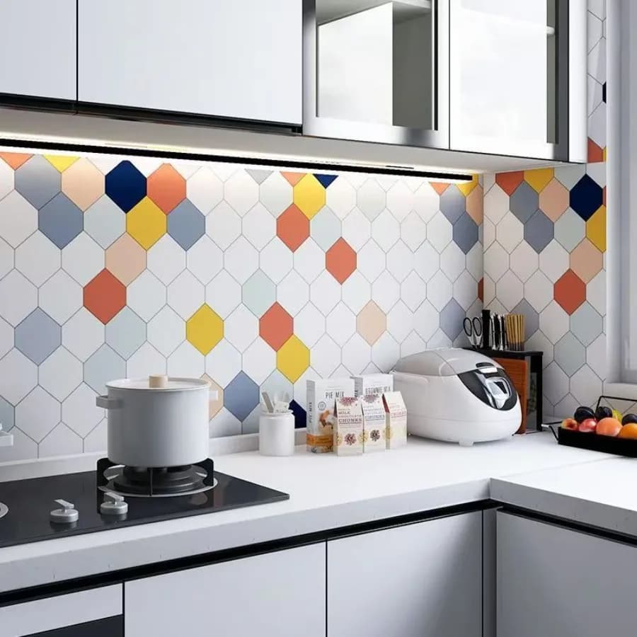 Cucina Bagno Decor Stufa impermeabile A prova di olio Carta da parati autoadesiva Muebles Armadi da cucina Adesivi Fliesen Aufkleber