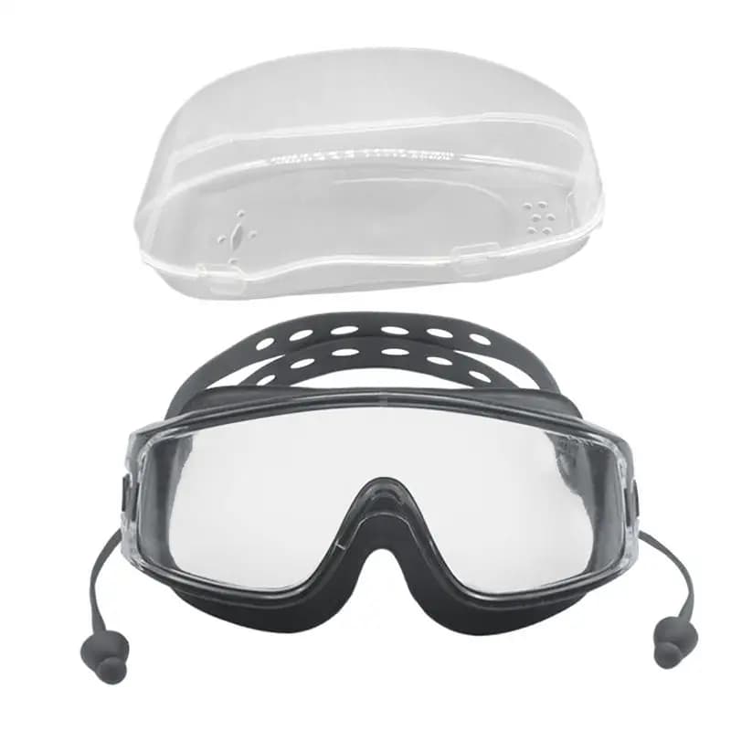 Swim Goggles With Earplugs Anti Fog Diving Goggles With Silicone Earplugs Water Sports Eyewear For Adults And Children