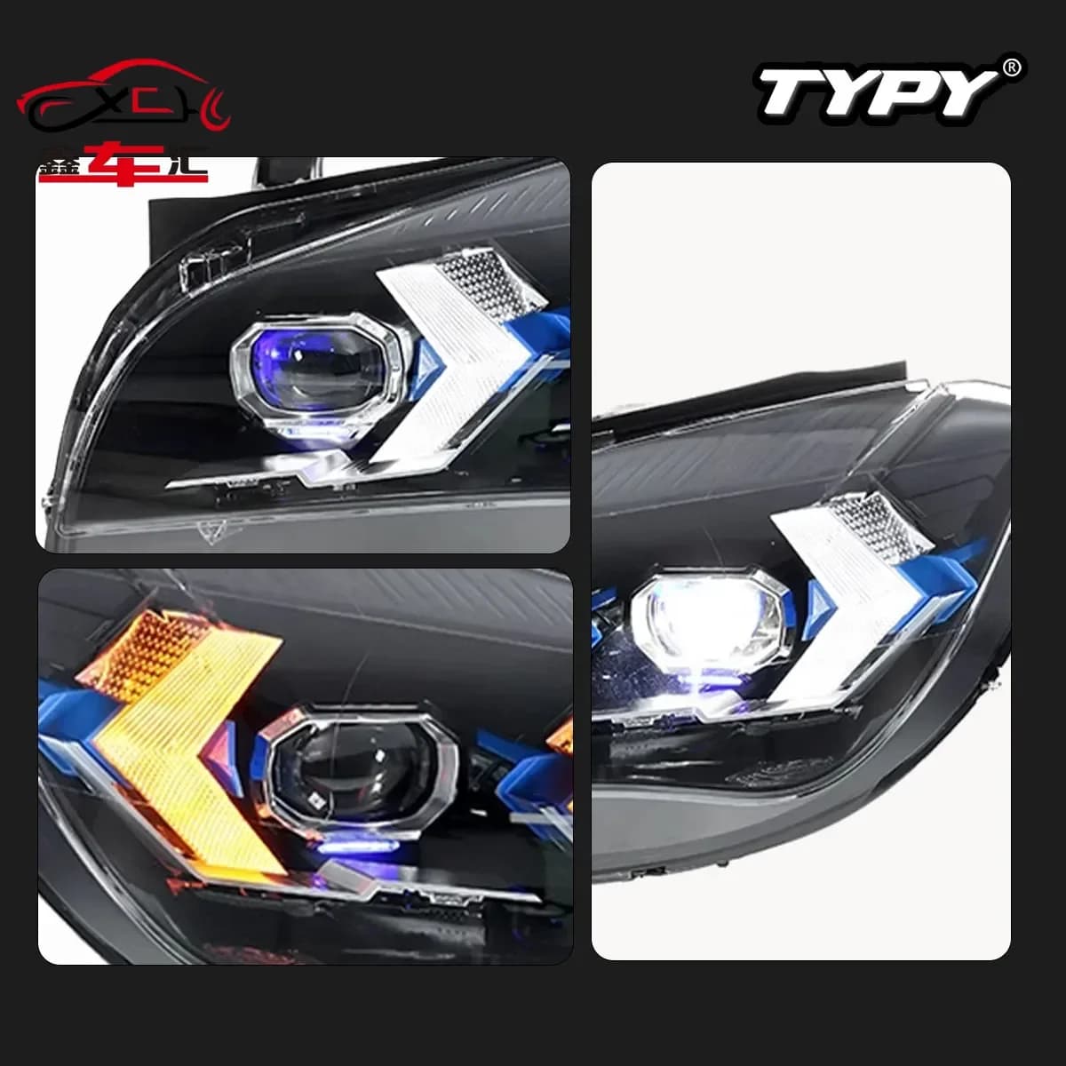 Faro anteriore TYPY per BMW X1 E84 2010-2015, aggiornamento modificato con nuovo DRL, indicatore di direzione dinamico a LED, accessori auto