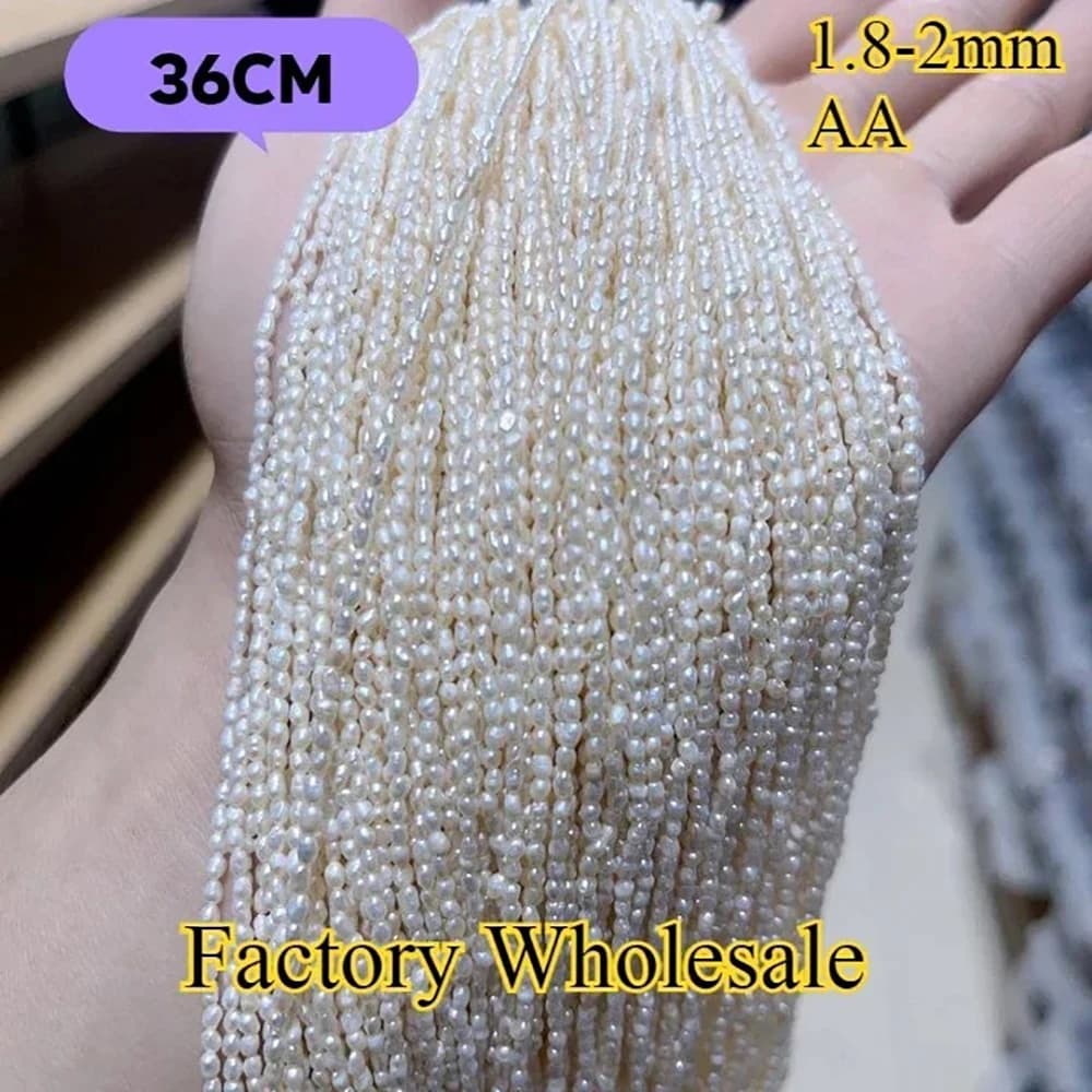 1.8-2mm AA Nuova vendita calda piccola fabbrica di riso all'ingrosso perla d'acqua dolce naturale branello distanziatore per gioielli MakeDIY collana braccialetto