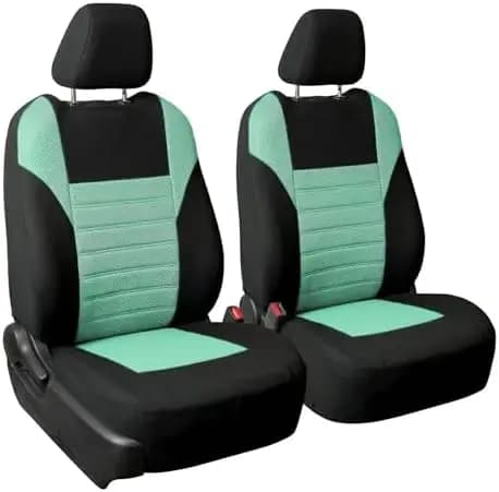 FH Group 3D Air Mesh Car Seat Covers - Universal Front Set Compatible with Airbag for Car, Truck, SUV - Green Menta