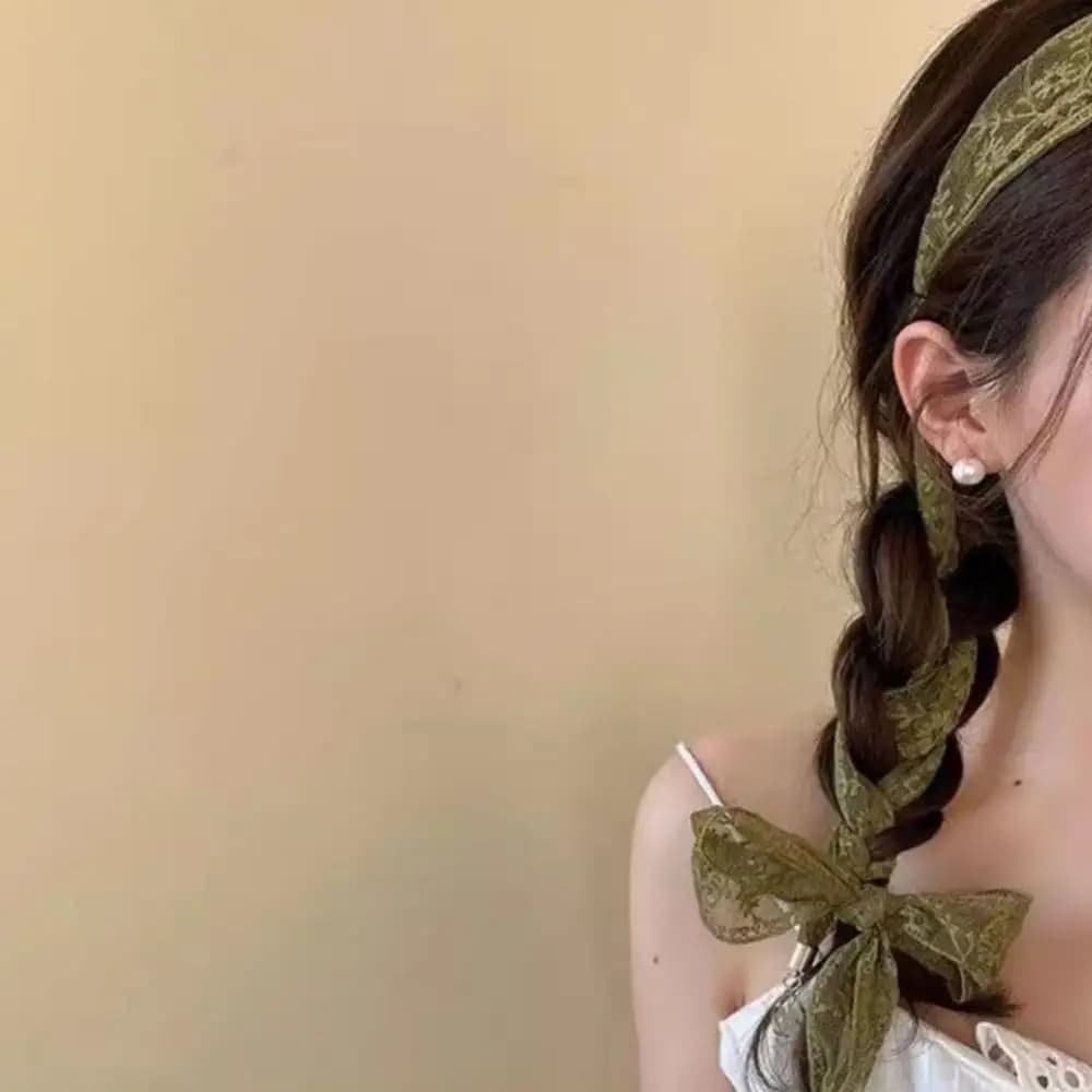 Flower Lace Ribbon Hair Scarf Dressing Decoration Korean Style Braids Headband Transparent Hair Accessories Long Neck Scarves