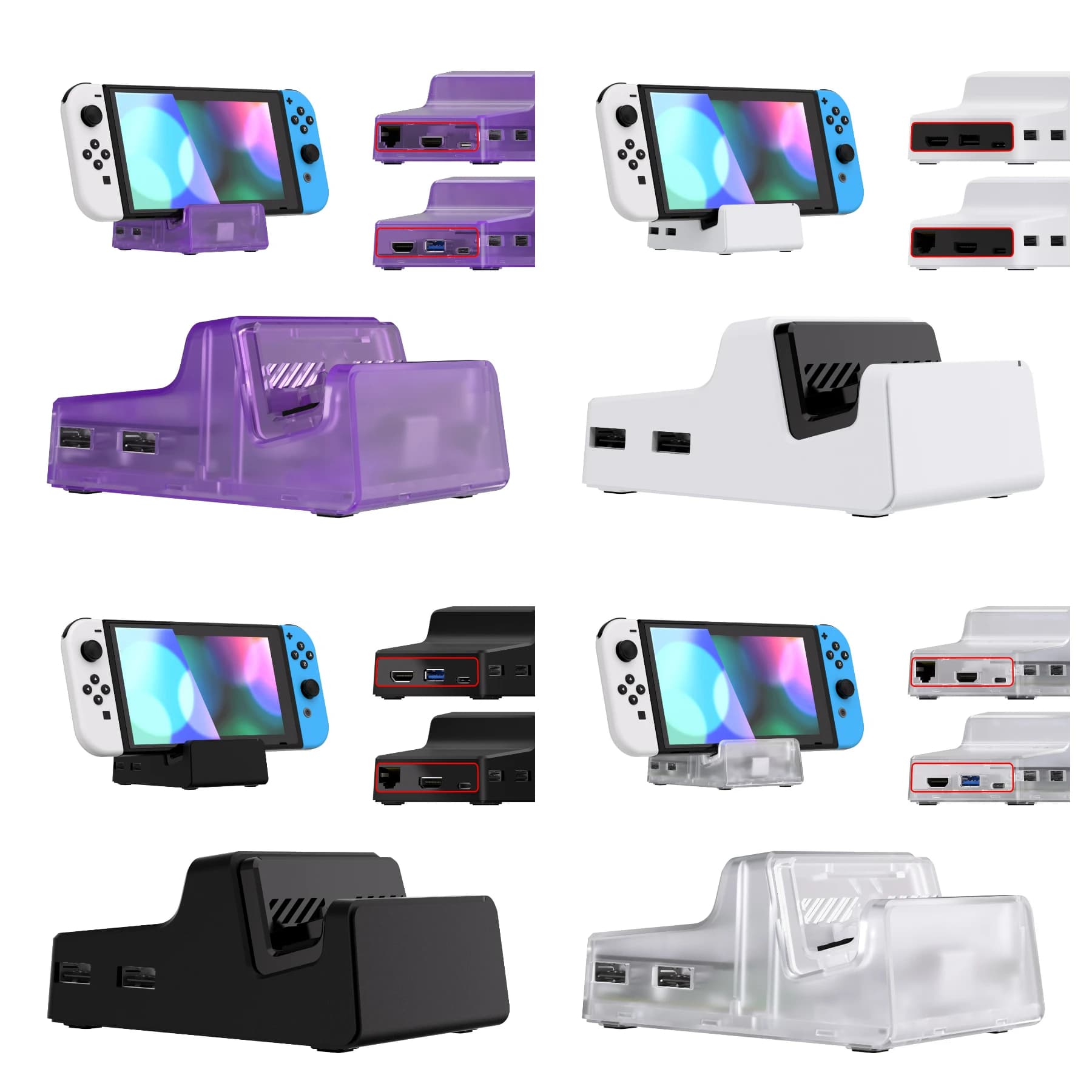 eXtremeRate AiryDocky Kit fai da te Custodia di ricambio per Nintendo Switch Dock, Mini Dock Shell Cover portatile per Nintendo Switch OLED