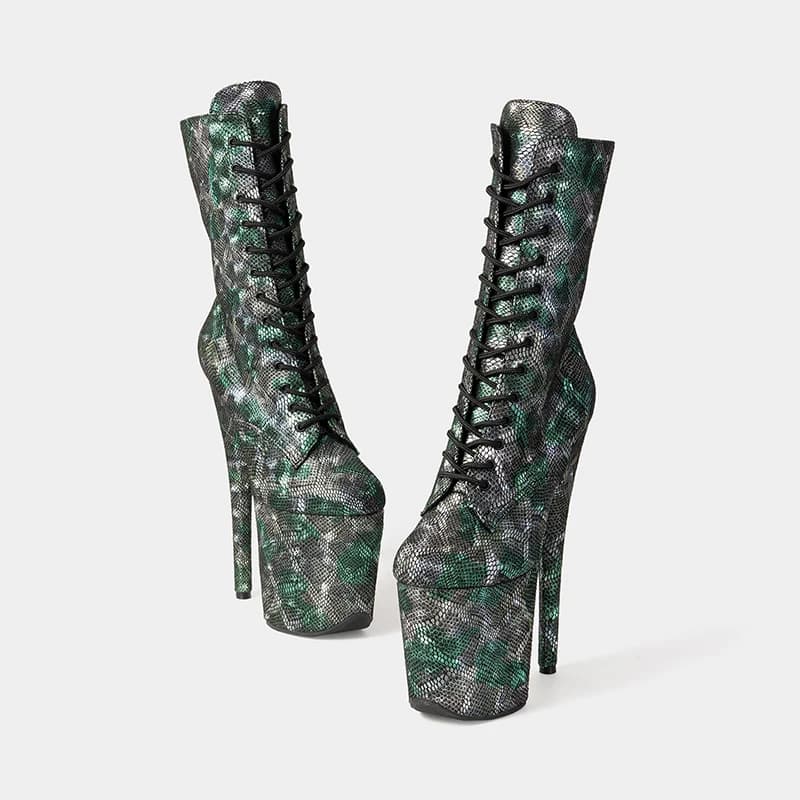 LAIJIANJINXIA Nuovi Stivali alla Caviglia da Donna con Plateau 20CM/8 Pollici in PU, Scarpe da Ballo Moderno e Pole Dance 547