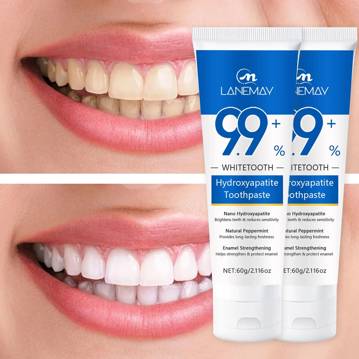 Toothpaste toothpaste - Cleans and whitens teeth deep, reduces the sensitivity of teeth and refreshes breath 60g