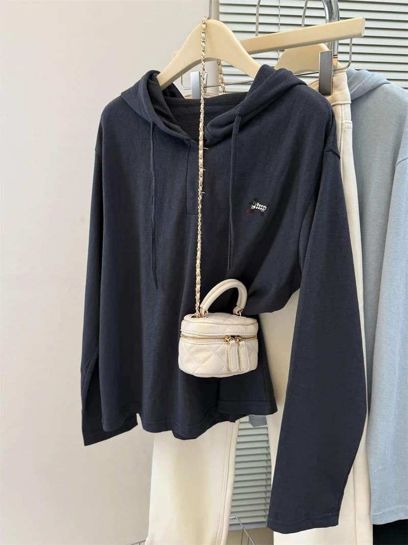Faionable Long Sve Hoodie T-irt Women's Autumn Sle Casual Inner Wear Base irt Top for Spring And Summer
