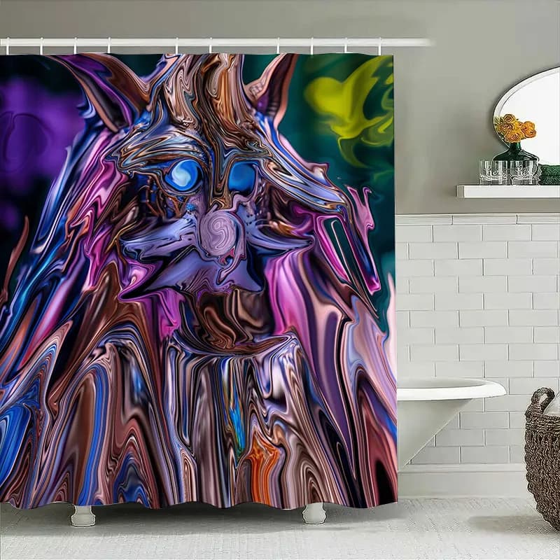 Tuniu Tenda da bagno con turbinii fluidi psichedelici astratti Decorazione per tenda da doccia artistica unica