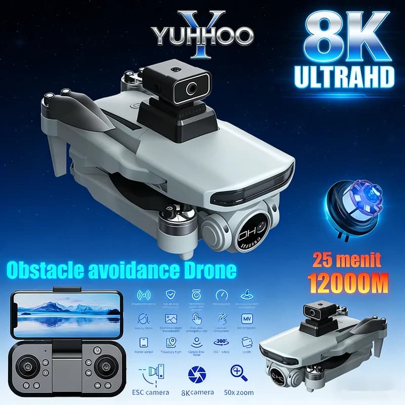 Drone Professionale X37 Mini con Fotocamera 8K HD, Evitamento Ostacoli, Fotografia Aerea, Quadricottero Pieghevole Brushless, 3km di Portata