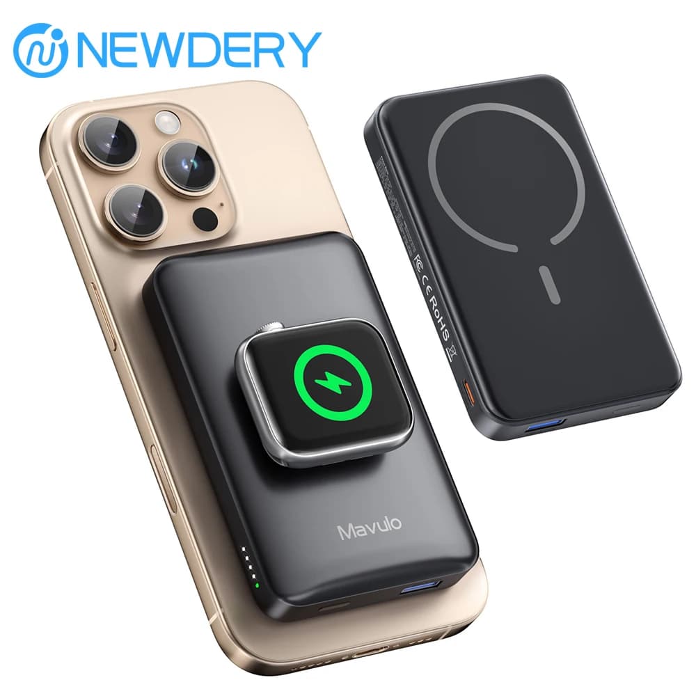 Power Bank Magnetic 10000mAh, Wireless Portable Charger for iPhone 17 16 15 14/Apple Watch, External Battery with Quick Charging USB C 20W