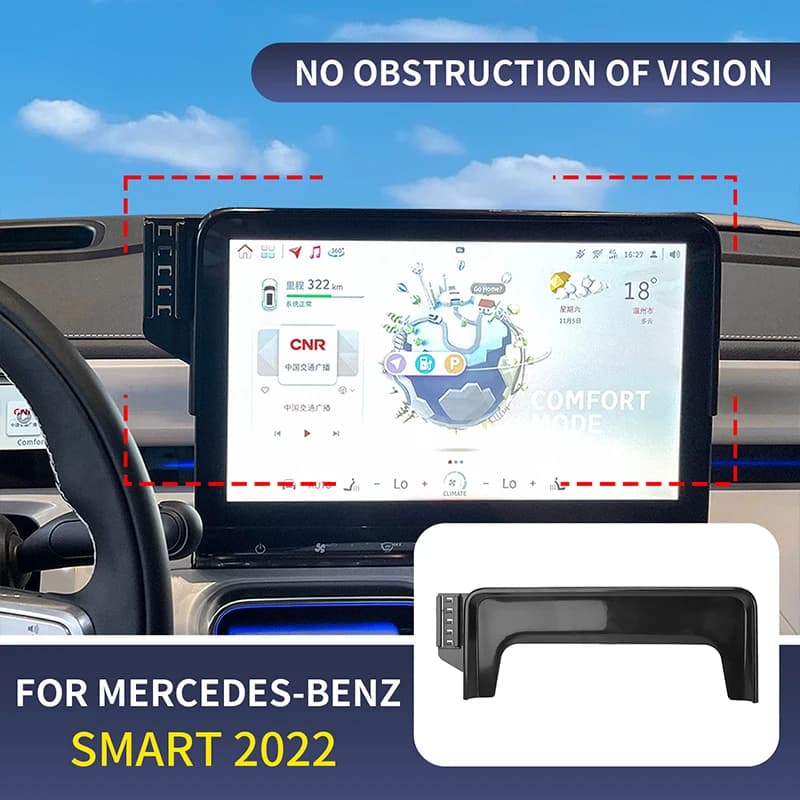 Supporto per telefono per auto per Mercedes-Benz W453 SMART Fortwo 2022 Schermo Staffa fissa Base di ricarica wireless Supporto per telefono cellulare