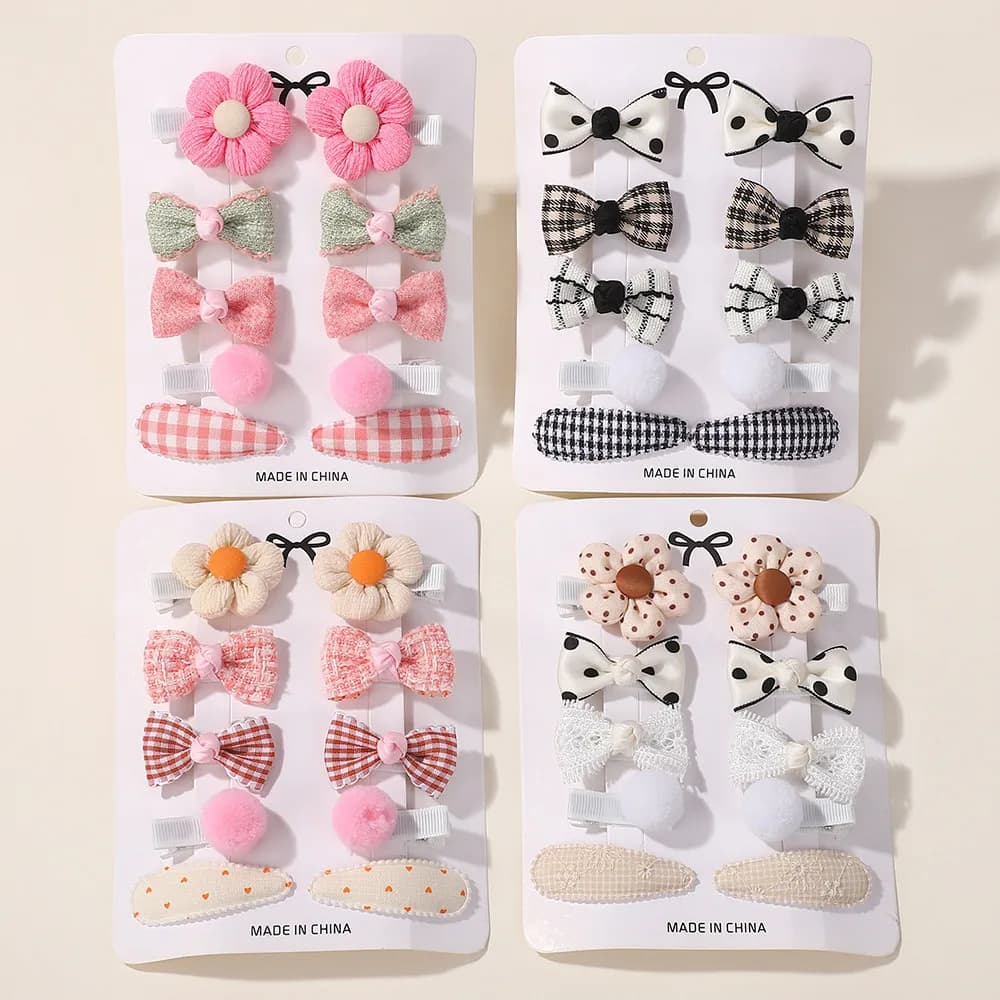 RAINBOW BOWS 10Pcs Lovely Hair Bows Hair Clip Set for Children Boutique Hair Accessories Gift Sets Ins Style Plaid Headwear