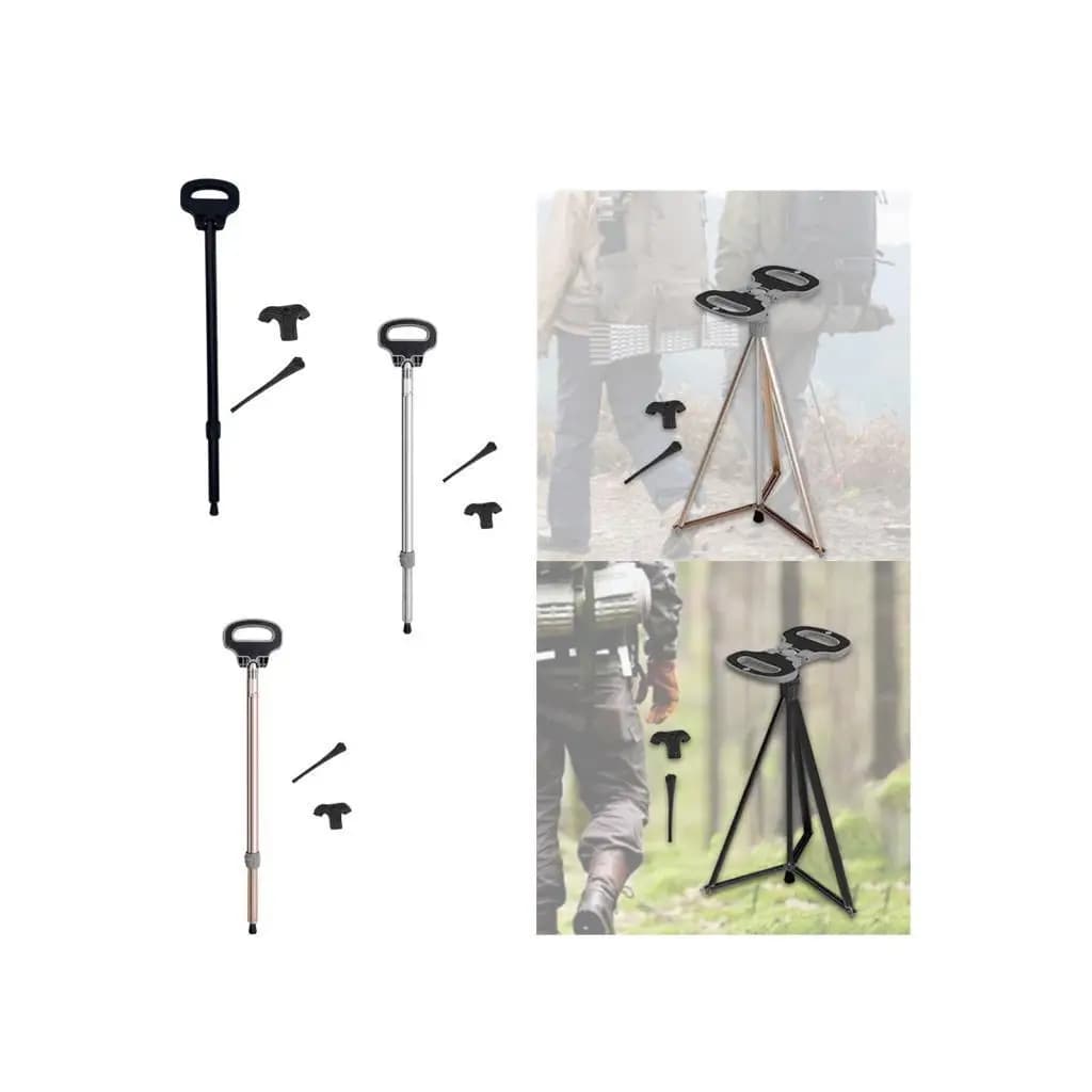 Canna da passeggio con sedile Bastoncini da trekking Robusto sedile per canna portatile Treppiede Sgabello per canna per uomini Donne Anziani Anziani Arrampicata Viaggi