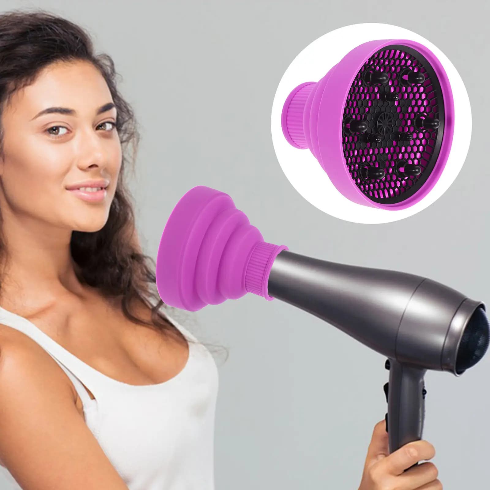 Diffusore per Asciugacapelli Pieghevole per Ricci Naturali e Onde Voluminose, Protezione dal Calore, Accessori per Asciugacapelli Professionali