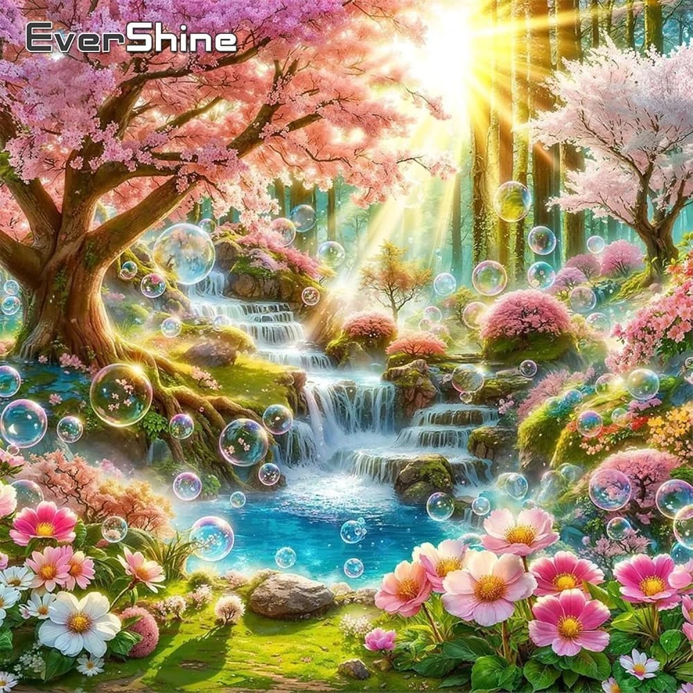 Evershine New Arrival Diamond Mosaic Tree Landscape DIY Sunset Painting Acrylic Craft Supplies Flower Embroidery River Wall Art
