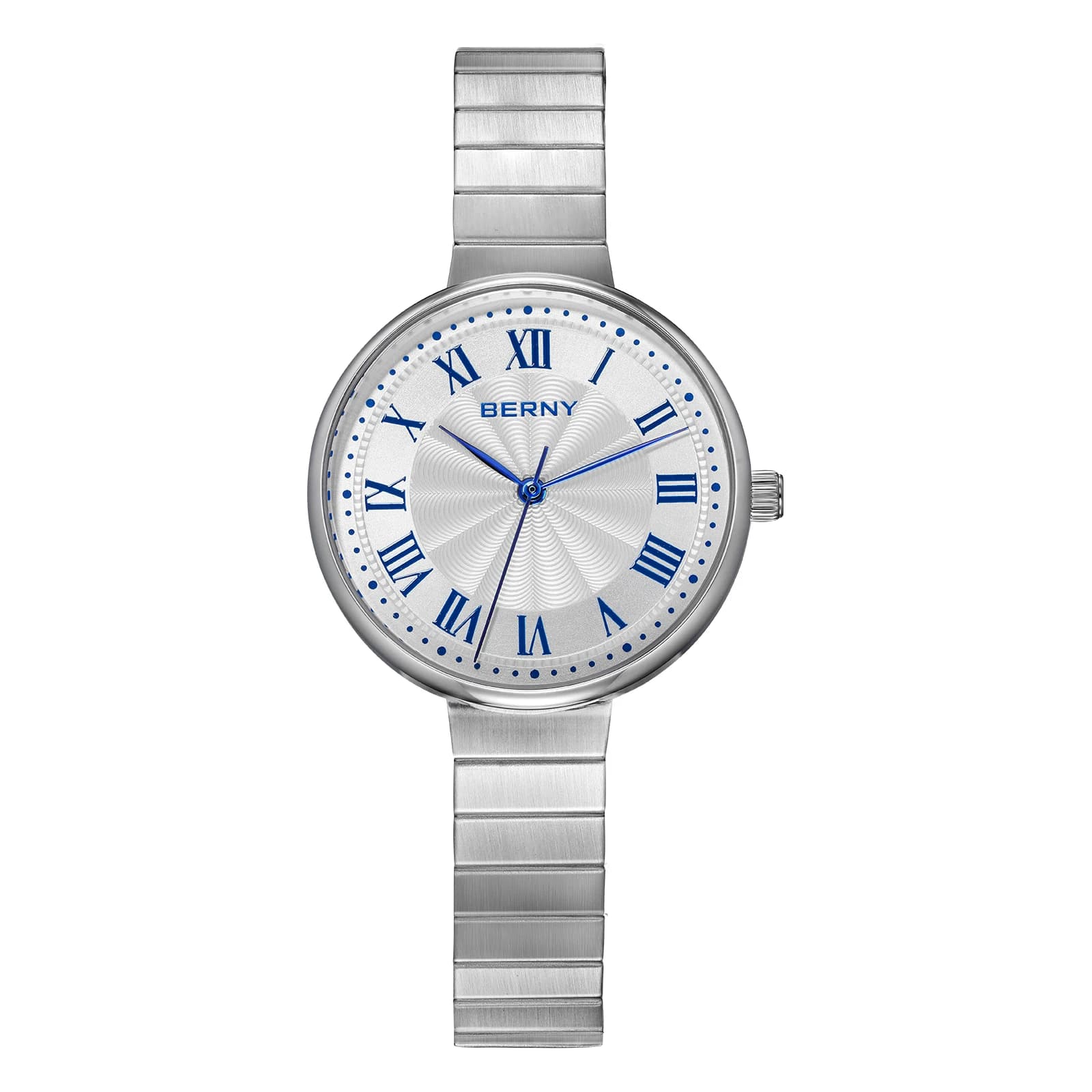 BERNY Stainless Steel Women's Quartz Watch With Water Wave Texture Waterproof Dial Women's Wrist Watch For Exquisite Leisure Of Best Brands