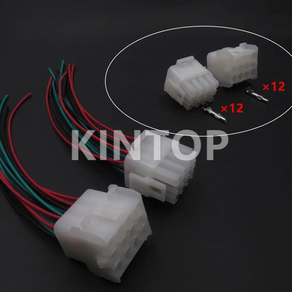 Set di 12 connettori elettrici serie 63080 1-480708-0 350735-1, maschio e femmina, per cablaggio auto e moto.